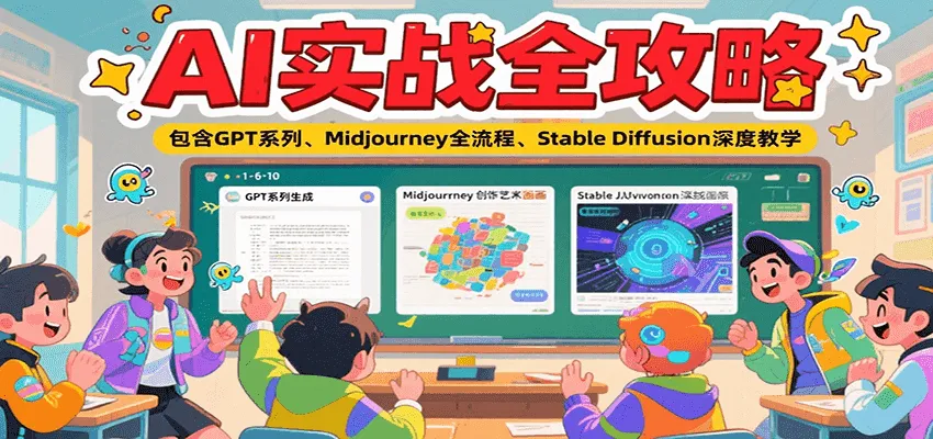 AI实战全攻略，包含GPT系列、Midjourney全流程、Stable Diffusion深度教学-网亿资源平台