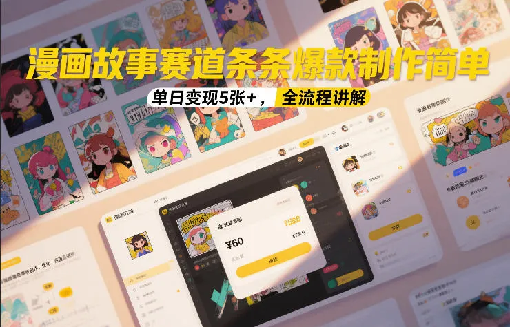 漫画故事赛道条条爆款制作简单，单日变现5张+，全流程讲解-网亿资源平台