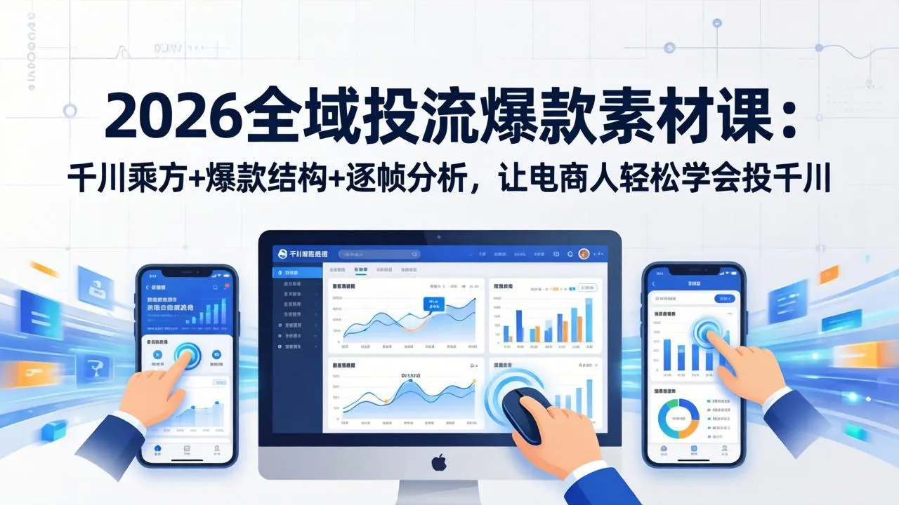 2026全域投流爆款素材课：千川乘方+爆款结构+逐帧分析，让电商人轻松学会投千川-网亿资源平台