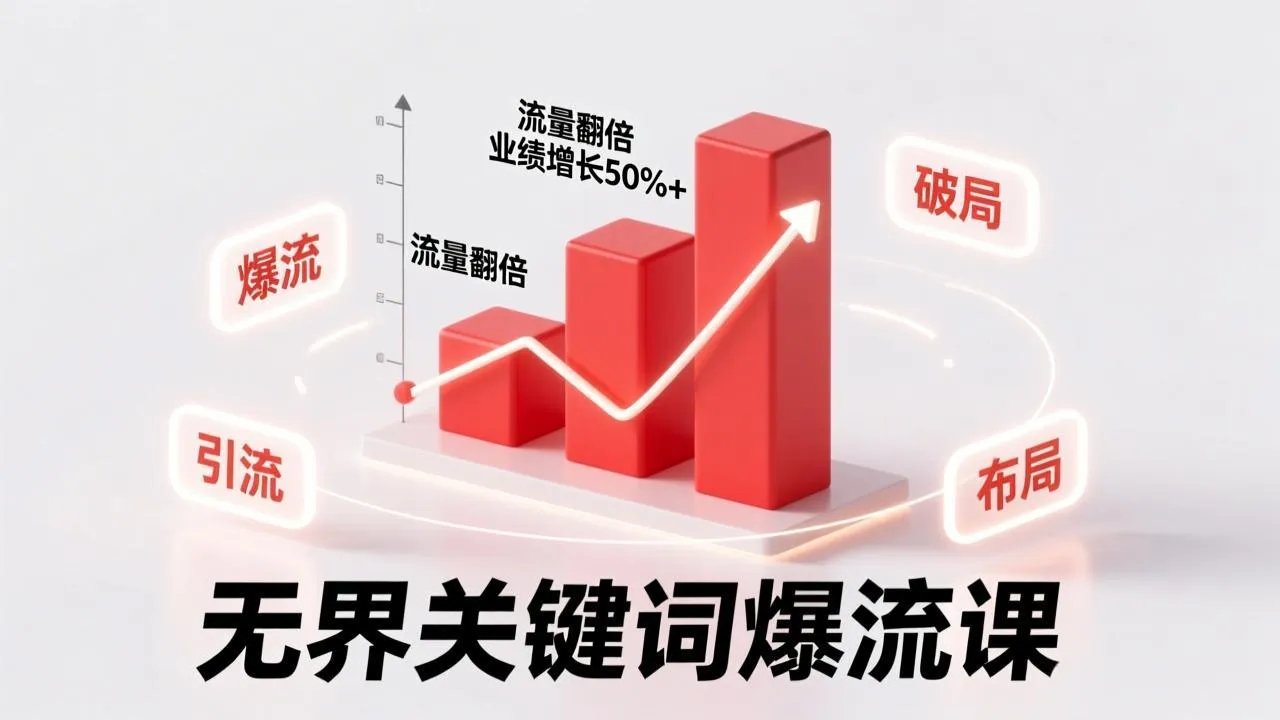 无界关键词爆流课，破局布局逻辑、阶段精准引流，实现流量翻倍，店铺业绩增长50%+。-网亿资源平台