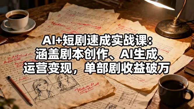 AI+短剧速成实战课：涵盖剧本创作、AI生成、运营变现，单部剧收益破万-网亿资源平台