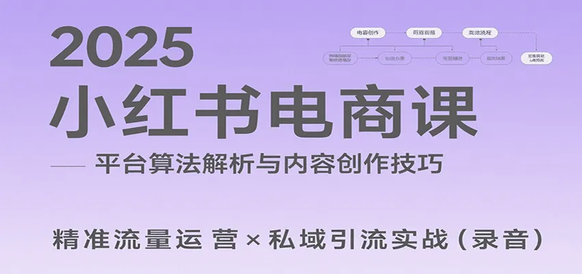2025小红书电商课：解析算法，创作高转化内容，助力卖家获取流量实现变现(录音)-网亿资源平台