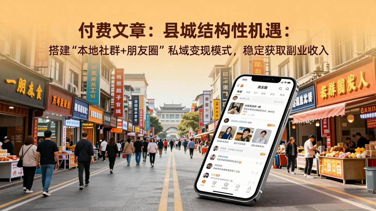 付费文章：县城结构性机遇：搭建“本地社群+朋友圈”私域变现模式，稳定获取副业收入-网亿资源平台