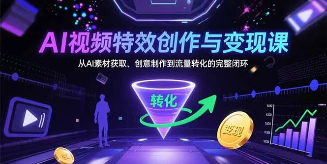 AI视频特效创作与变现课：从AI素材获取、创意制作到流量转化的完整闭环-网亿资源平台