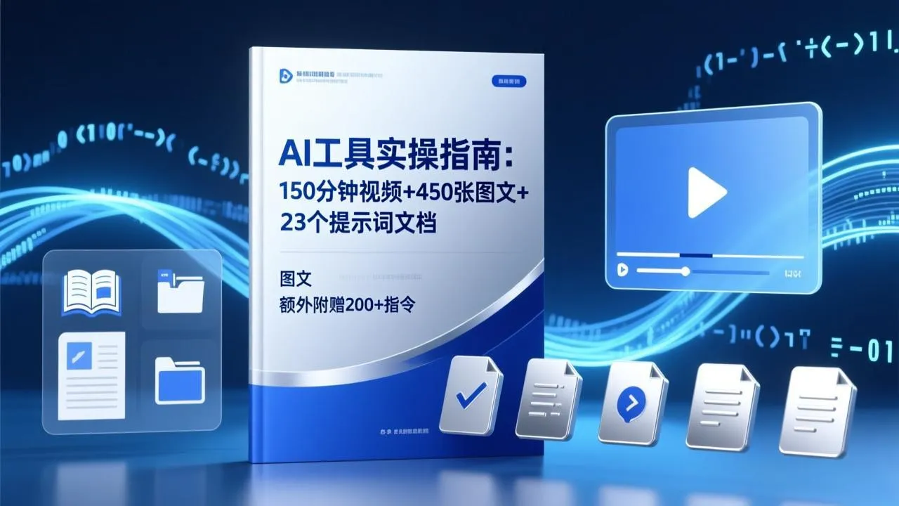 AI工具实操指南：150分钟视频+450张图文+23个提示词文档，额外附赠200+指令-网亿资源平台
