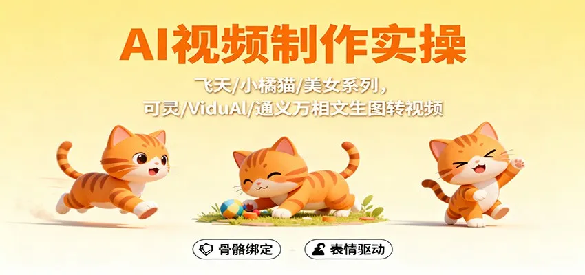 AI视频制作实操，飞天/小橘猫/美女系列，可灵/ViduAl/通义万相文生图转视频-网亿资源平台