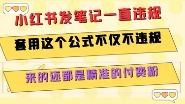 小红书发笔记一直违规，套用这个公式不仅不违规，来的还都是精准的付费粉-网亿资源平台