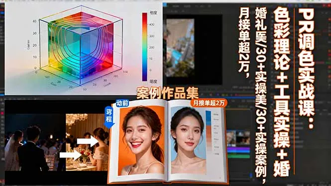 PR调色实战课：色彩理论+工具实操+婚礼医美/30+实操案例，月接单超2万-网亿资源平台