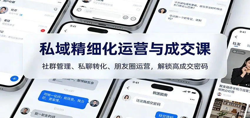私域精细化运营与成交课：社群管理、私聊转化、朋友圈运营，解锁高成交密码-网亿资源平台
