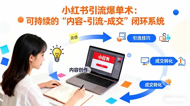 小红书引流爆单术：构建一套低成本 可持续的“内容-引流-成交”闭环系统-网亿资源平台