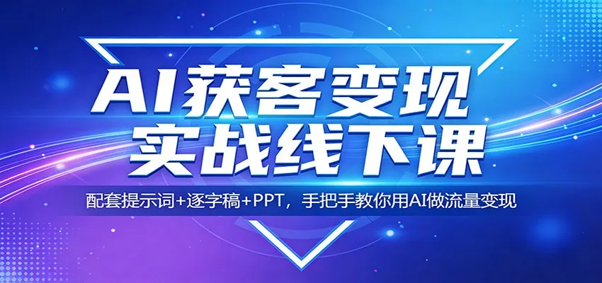 AI获客变现实战线下课：配套提示词+逐字稿+PPT，手把手教你用AI做流量变现-网亿资源平台