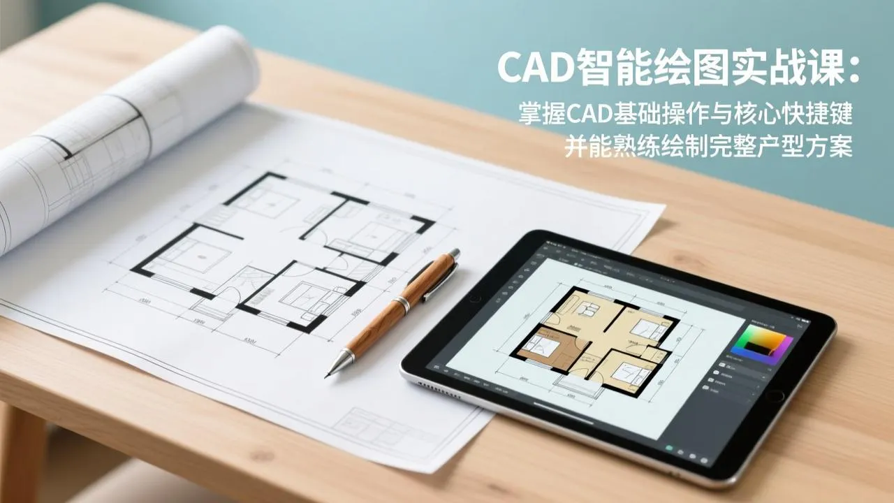 CAD智能绘图实战课：掌握CAD基础操作与核心快捷键，并能熟练绘制完整户型方案-网亿资源平台