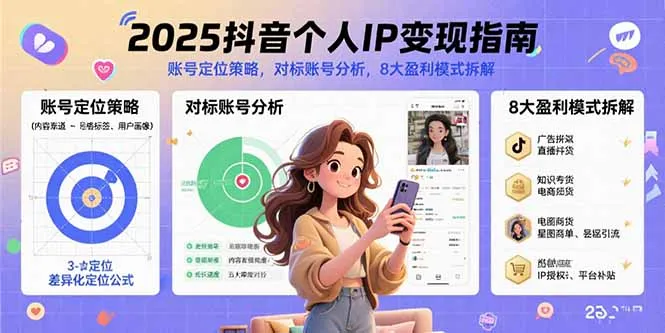 2025抖音个人IP变现指南，账号定位策略，对标账号分析，8大盈利模式拆解-网亿资源平台