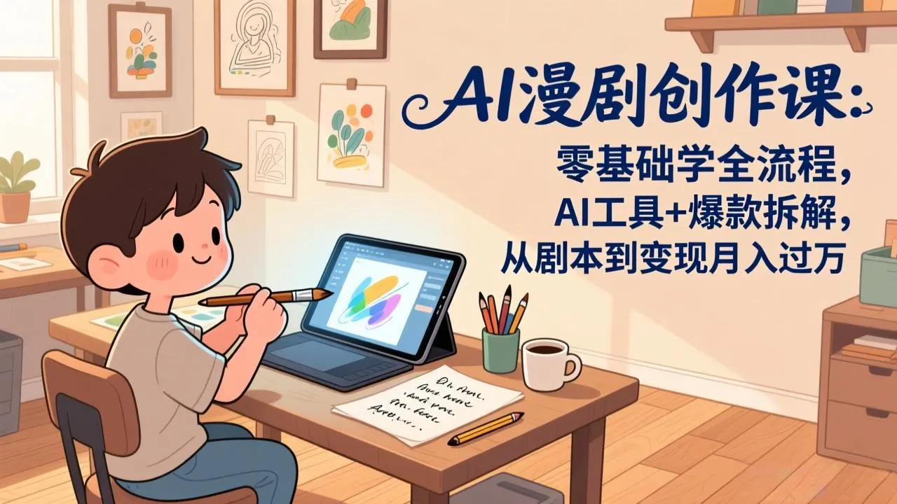 AI漫剧创作课：零基础学全流程，AI工具+爆款拆解，从剧本到变现月入过万-网亿资源平台