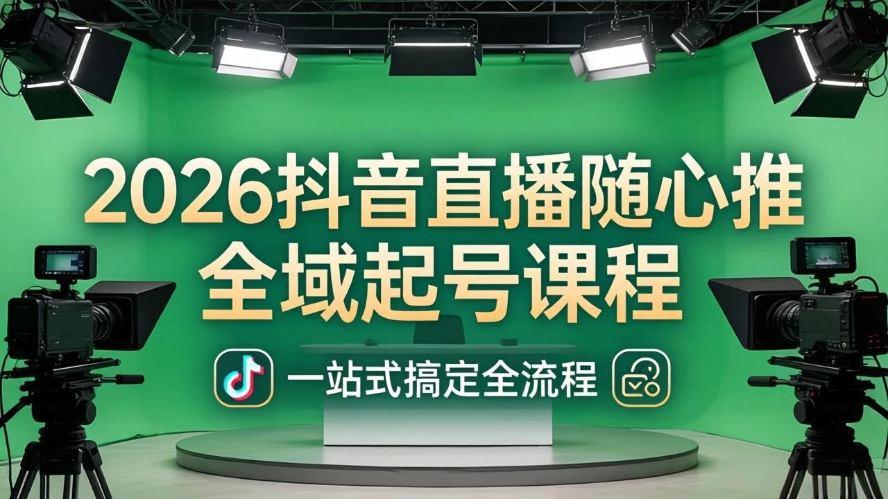【精】2026抖音直播随心推全域起号课程：一站式搞定直播起号、稳号、放量全流程(更新4月-网亿资源平台