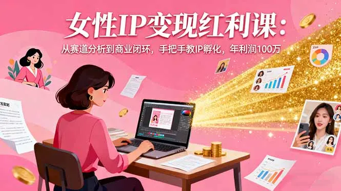 女性IP变现红利课：从赛道分析到商业闭环，手把手教IP孵化，年利润100万-网亿资源平台