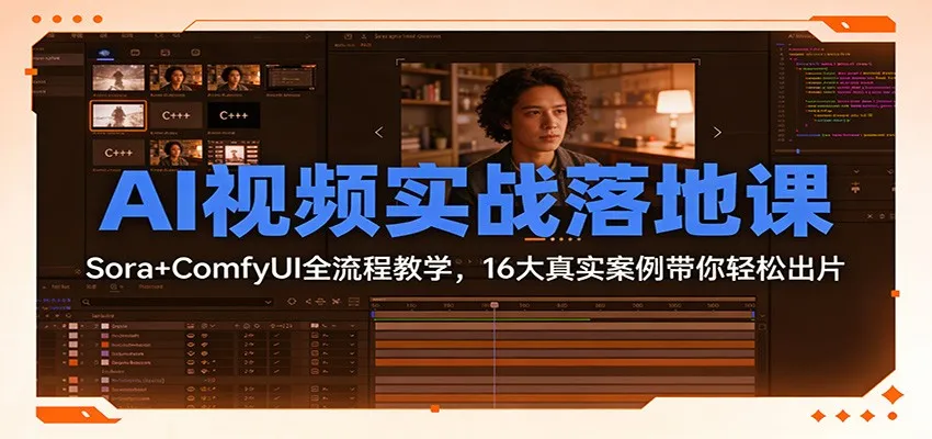AI视频实战落地课：Sora+ComfyUI全流程教学，16大真实案例带你轻松出片-网亿资源平台