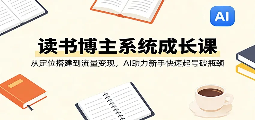 读书博主系统成长课：从定位搭建到流量变现，AI助力新手快速起号破瓶颈-网亿资源平台