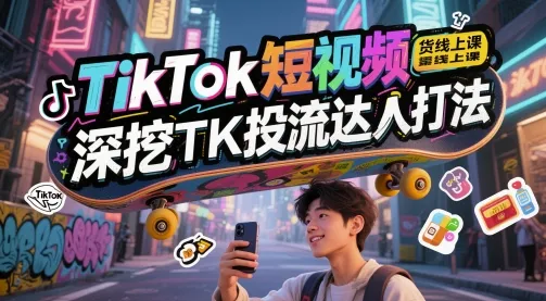 TikTok短视频带货线上课，深挖TK投流达人打法-网亿资源平台