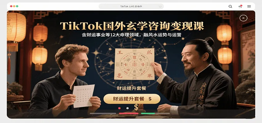 TikTok国外玄学咨询变现课，含财运事业等12大命理领域，融风水运势与运营-网亿资源平台