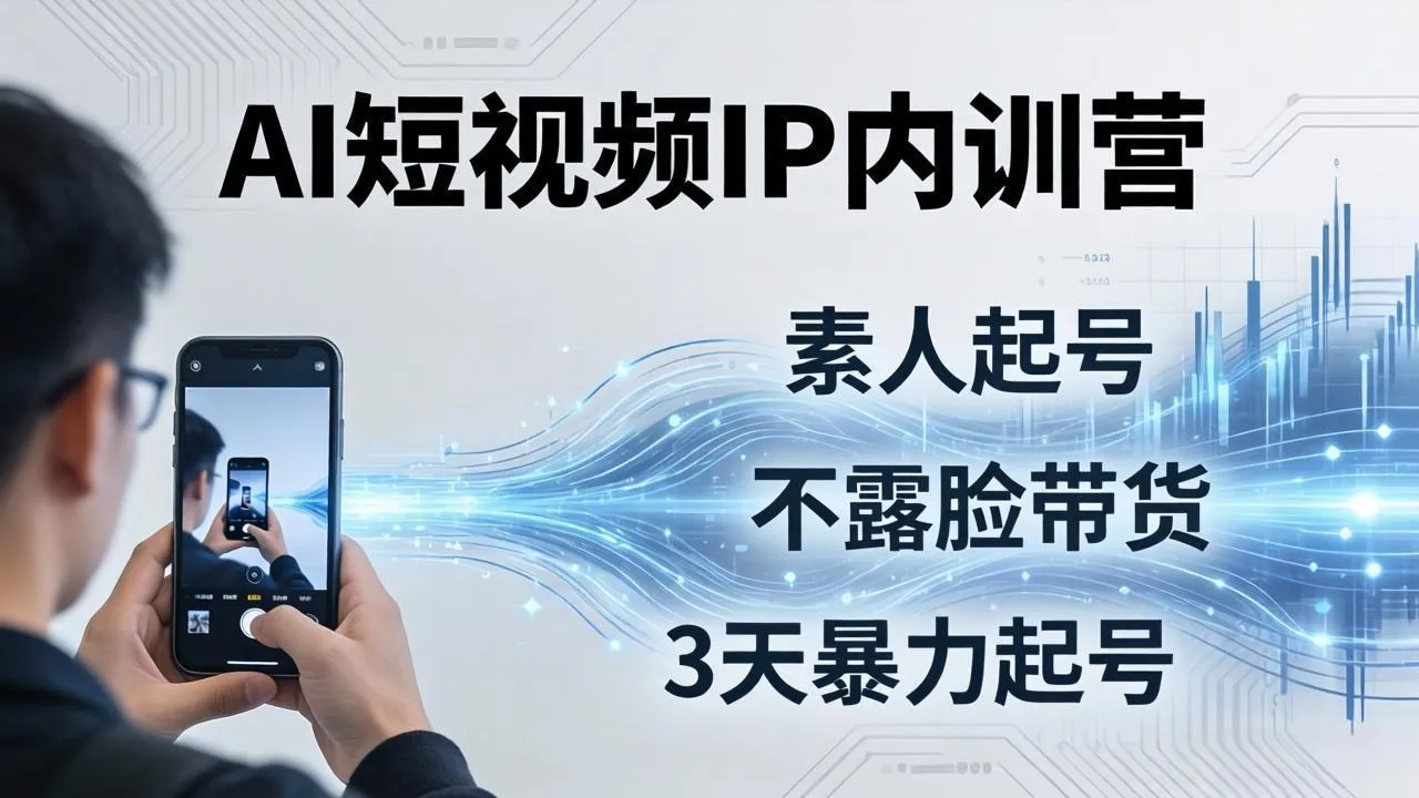 2026AI短视频IP内训营：从素人起号到不露脸带货，3天暴力起号全流程拆解-网亿资源平台