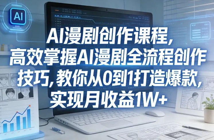 某社群AI漫剧创作课程，高效掌握AI漫剧全流程创作技巧，教你从0到1打造爆款，实现月收益1W+-网亿资源平台