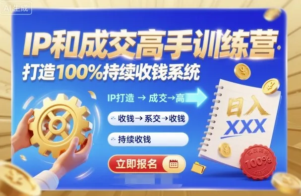 带你成为IP和成交高手的训练营，打造100%持续收钱系统-网亿资源平台