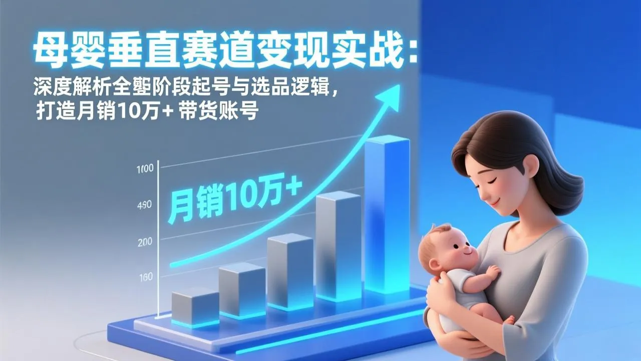 母婴垂直赛道变现实战：深度解析三大阶段起号与选品逻辑，打造月销10万+带货账号-网亿资源平台