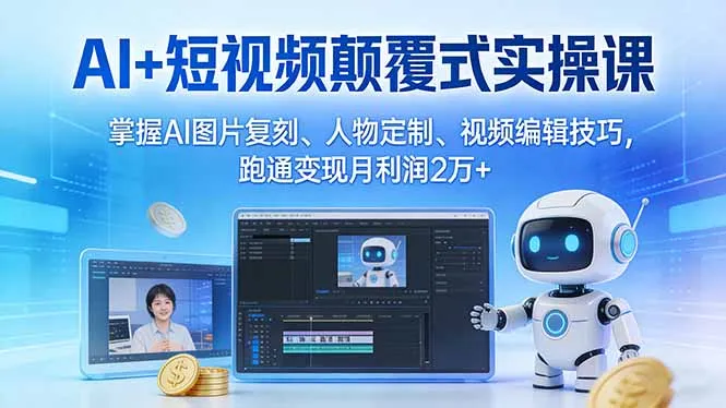 AI+短视频颠覆式实操课：掌握AI图片复刻、人物定制、视频编辑技巧，跑通变现月利润2万+-网亿资源平台