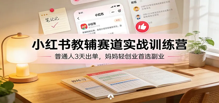 小红书教辅赛道实战训练营：普通人3天出单，妈妈轻创业首选副业-网亿资源平台
