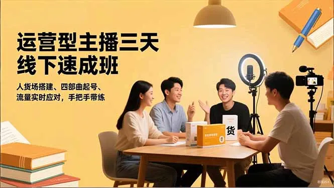 运营型主播三天线下班，人货场搭建,四部曲起号,流量实时应对，手把手带练-网亿资源平台