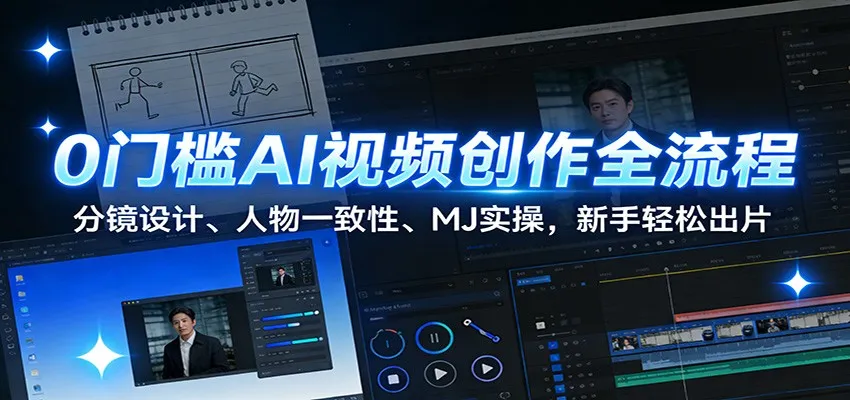 0门槛AI视频创作全流程：分镜设计、人物一致性、MJ实操，新手轻松出片-网亿资源平台
