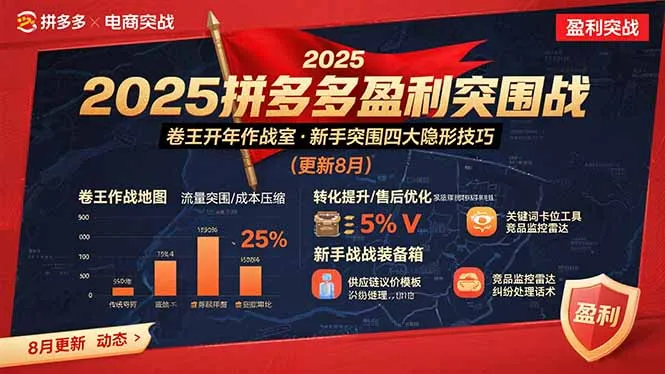 2025拼多多盈利突围战:卷王开年作战室,新手突围四大隐形技巧(更新8月-网亿资源平台