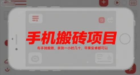 手机搬砖项目，有手就能做，亲测一小时几十，苹果安卓都可以-网亿资源平台