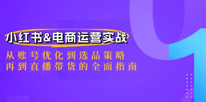 小红书&电商运营实战：从账号优化到选品策略，再到直播带货的全面指南-网亿资源平台
