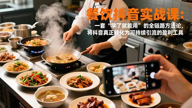 餐饮抖音实战课：一套“学了就能用”的全链路方法论，将抖音真正转化为可持续引流的盈利工具-网亿资源平台
