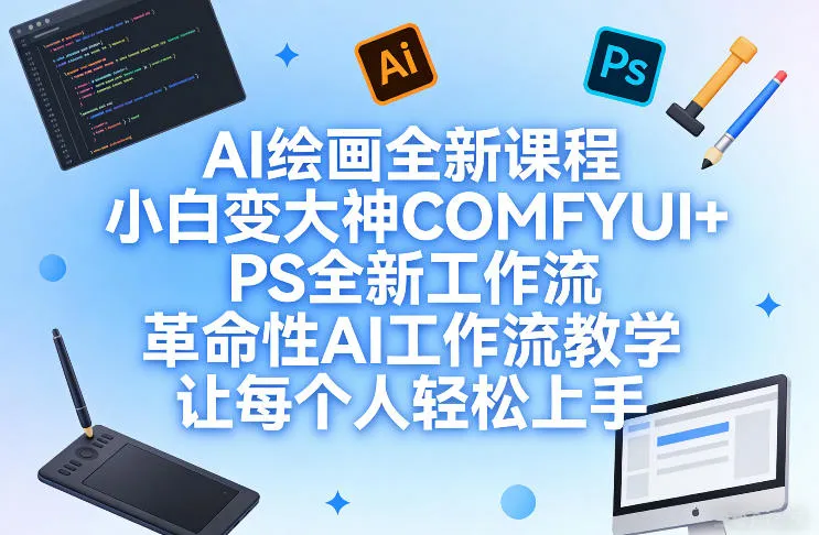 AI绘画全新课程，小白变大神COMFYUI+PS全新工作流，革命性AI工作流教学，让每个人轻松上手-网亿资源平台
