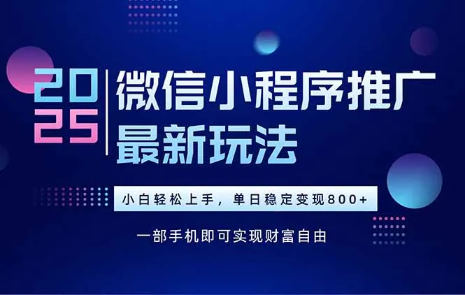 25年下半年微信小程序推广最新玩法，轻松日入800+-网亿资源平台