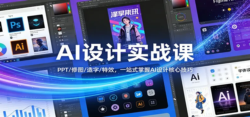 AI设计实战课：PPT/修图/造字/特效，一站式掌握AI设计核心技巧-网亿资源平台