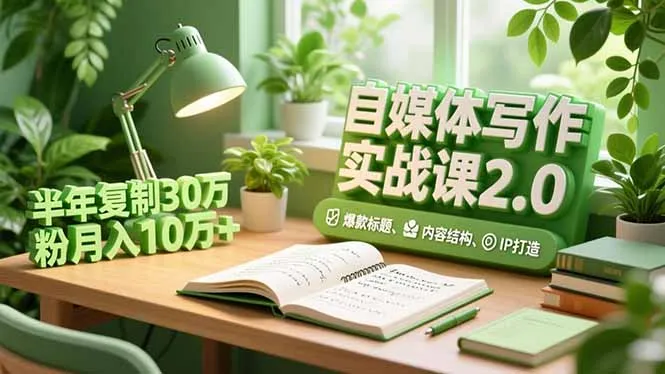 自媒体写作实战课2.0，爆款标题、内容结构、IP打造，半年复制30万粉月入10万+-网亿资源平台