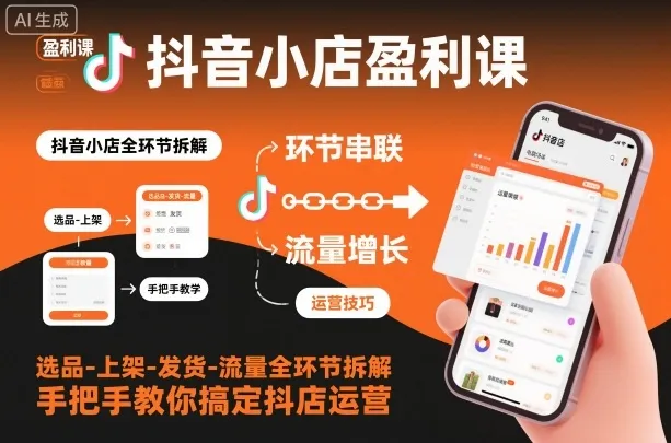 抖音小店盈利课-选品-上架-发货-流量全环节拆解，手把手教你搞定抖店运营-网亿资源平台