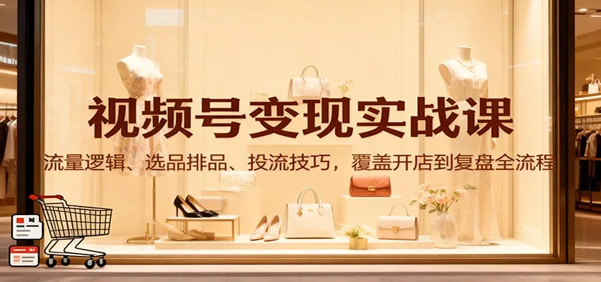 视频号变现实战课：流量逻辑、选品排品、投流技巧，覆盖开店到复盘全流程-网亿资源平台