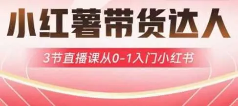 小红薯达人带货启航计划，3节直播课从0-1入门小红书-网亿资源平台