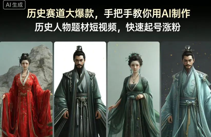 历史赛道大爆款，手把手教你用AI制作历史人物题材短视频，快速起号涨粉-网亿资源平台