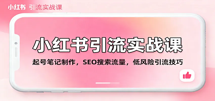 小红书引流实战课：起号笔记制作，SEO搜索流量，低风险引流技巧-网亿资源平台