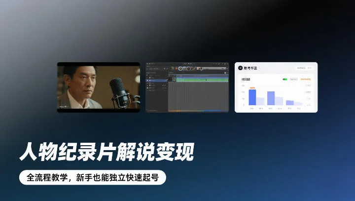 人物纪录片解说变现，全流程教学，新手也能独立快速起号-网亿资源平台