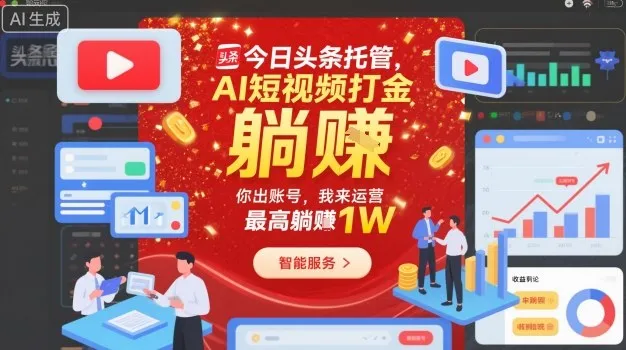 今日头条托管，AI短视频打金，你出账号，我来运营，最高躺賺1W【揭秘】-网亿资源平台