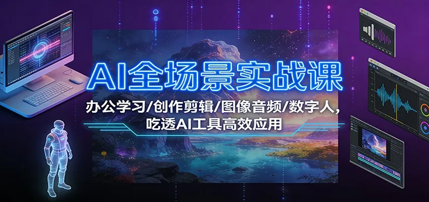 AI全场景实战课：办公学习/创作剪辑/图像音频/数字人，吃透AI工具高效应用-网亿资源平台