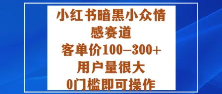 小红书暗黑小众情感赛道，客单价100-300+用户量很大，0门槛即可操作-网亿资源平台