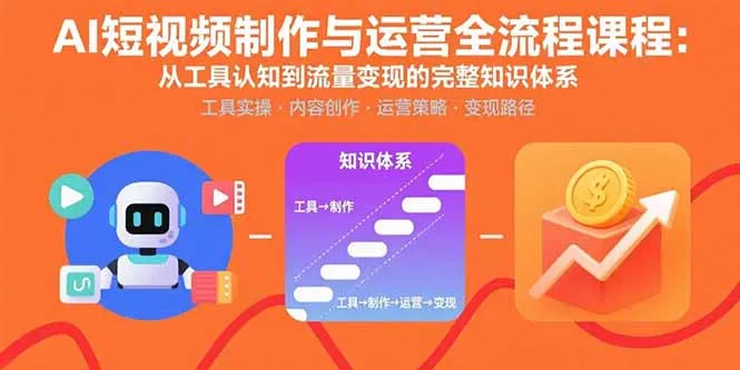AI短视频制作与运营全流程课程：从工具认知到流量变现的完整知识体系-网亿资源平台